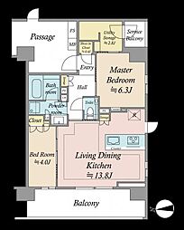 オーベルアーバンツ秋葉原 2LDKの間取図画像