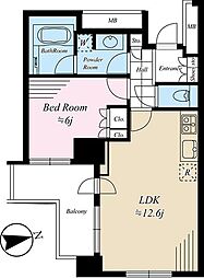 スカイグランデ汐留 1LDKの間取図画像