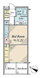 トゥールロワイヤルエルモア上北沢 ワンルームの間取り