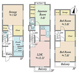 戸建 新宿区上落合3丁目 3SLDKの間取り