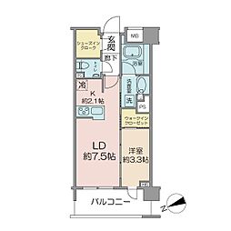 リビオレゾン渋谷笹塚 1LDKの間取図画像