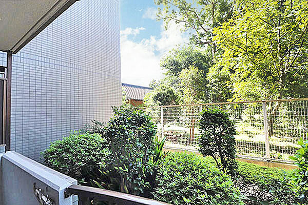南西向き角住戸で、戸建て感覚の緑の眺望です。