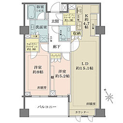 ザ・パークハウス代々木上原 2LDKの間取図画像