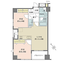 サンクタス築地 2LDKの間取図画像