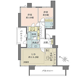 パークハウス一番町 2LDKの間取り