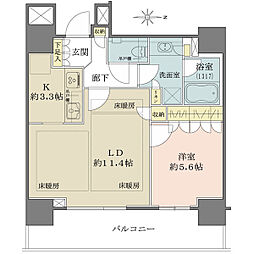 パークハウスワンズタワー 1LDKの間取図画像