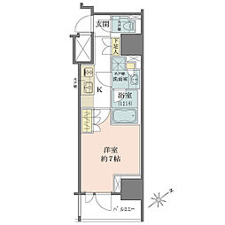 ザ・パークワンズ門前仲町 1Kの間取り