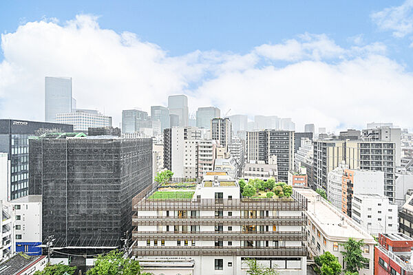 大手町方面に眺望が抜けています。リビングからの眺望 前面公園・区施設の為、遮る建物はございません。