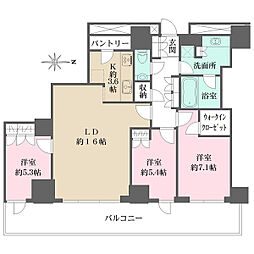 ルネッサンスタワー上野池之端 3LDKの間取図画像