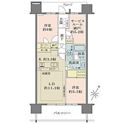 ザ・ガーデンズ東京王子エアリーコート 2SLDKの間取図画像