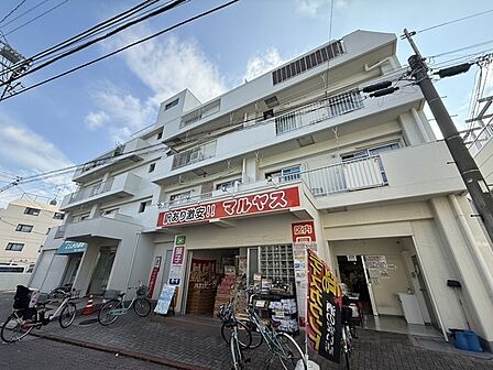 マンション1階部分に、ディスカウントスーパーや薬局がございます。急なお買い物の際に便利です。【現地外観写真】
