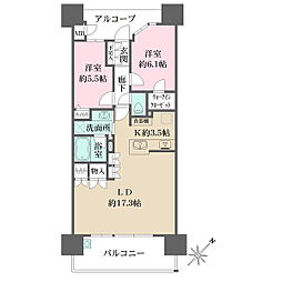 ザ・レジデンス二葉の里 2LDKの間取り