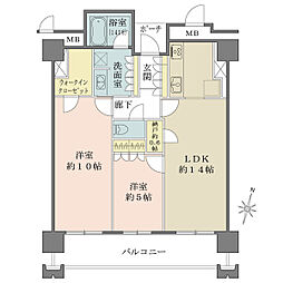 MJR赤坂タワー 2LDKの間取図画像