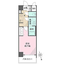 レジュールアッシュ西宮アーバンテラス 1Kの間取り