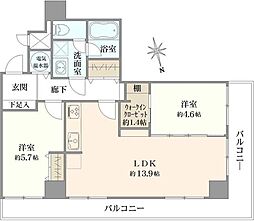 ライオンズステーションプラザ半蔵門 2LDKの間取図画像