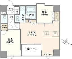 グリーンパーク日本橋堀留町 2LDKの間取図画像