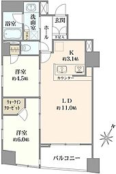 アスコットパーク日本橋水天宮 2LDKの間取図画像