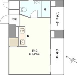 秀和第二築地レジデンス ワンルームの間取図画像