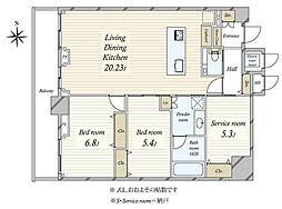 ザ・パークハウス晴海タワーズ　クロノレジデンス 2LDKの間取り