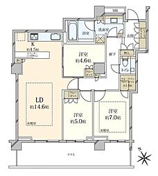ザ・パークハウス上原 3LDKの間取図画像