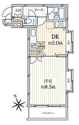 三脇グリーンコート落合駅前・第一 1DKの間取図画像