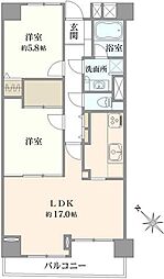 シャルマンコーポ加賀公園 2LDKの間取図画像