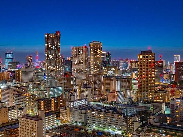 都心と東京タワーを望める夜景（ズームなし・天候による）