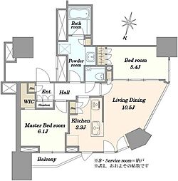 プラウドタワー東池袋ステーションアリーナ 2LDKの間取図画像