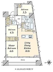 パークコート南麻布 3LDKの間取図画像