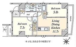 ザ・グランフォーリア目黒 2LDKの間取図画像