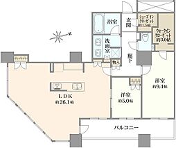 ザ・パークハウス西新宿タワー60 2LDKの間取図画像