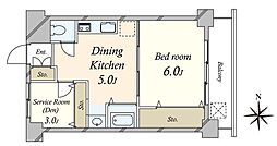 ニュー白金マンション 1SDKの間取り