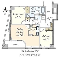 クレッセント麻布2 1SLDKの間取図画像