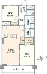 アイビハイツ三田 2LDKの間取図画像