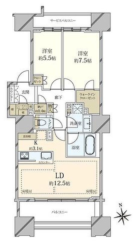 2SLDK 間取り