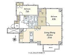 アクシア青山 2LDKの間取り