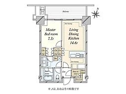 東京ガーデンテラス紀尾井町紀尾井レジデンス 1LDKの間取図画像