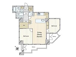 元麻布ヒルズフォレストタワー 2LDKの間取図画像