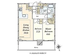 パークコート浜離宮ザ タワー 2LDKの間取り