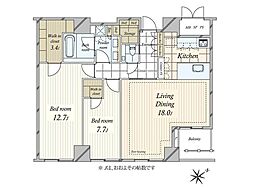 青山ザ・タワー 2LDKの間取図画像