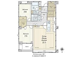パークコート南麻布ヒルトップレジデンス 2LDKの間取図画像