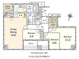 ブリリア二番町 3LDKの間取図画像