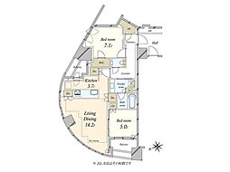 プラウド渋谷東 2LDKの間取図画像