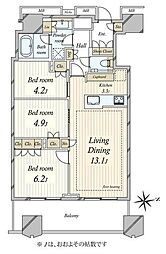 富久クロスコンフォートタワー 3LDKの間取図画像