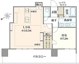 ブリリアタワー浜離宮 1LDKの間取図画像