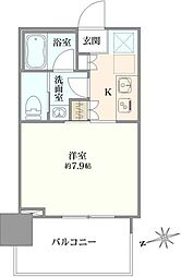 ブリリアタワー浜離宮 1Kの間取り