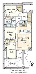オープンレジデンシア広尾ザ・ハウスノースコート 2SLDKの間取図画像