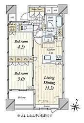 ブランズ代々木参宮橋 2LDKの間取図画像