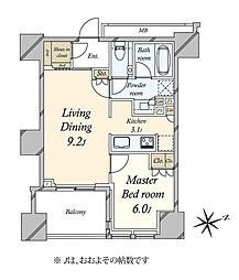 クラッシィタワー新宿御苑 1LDKの間取図画像