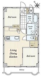 ライオンズマンション中目黒 2LDKの間取図画像